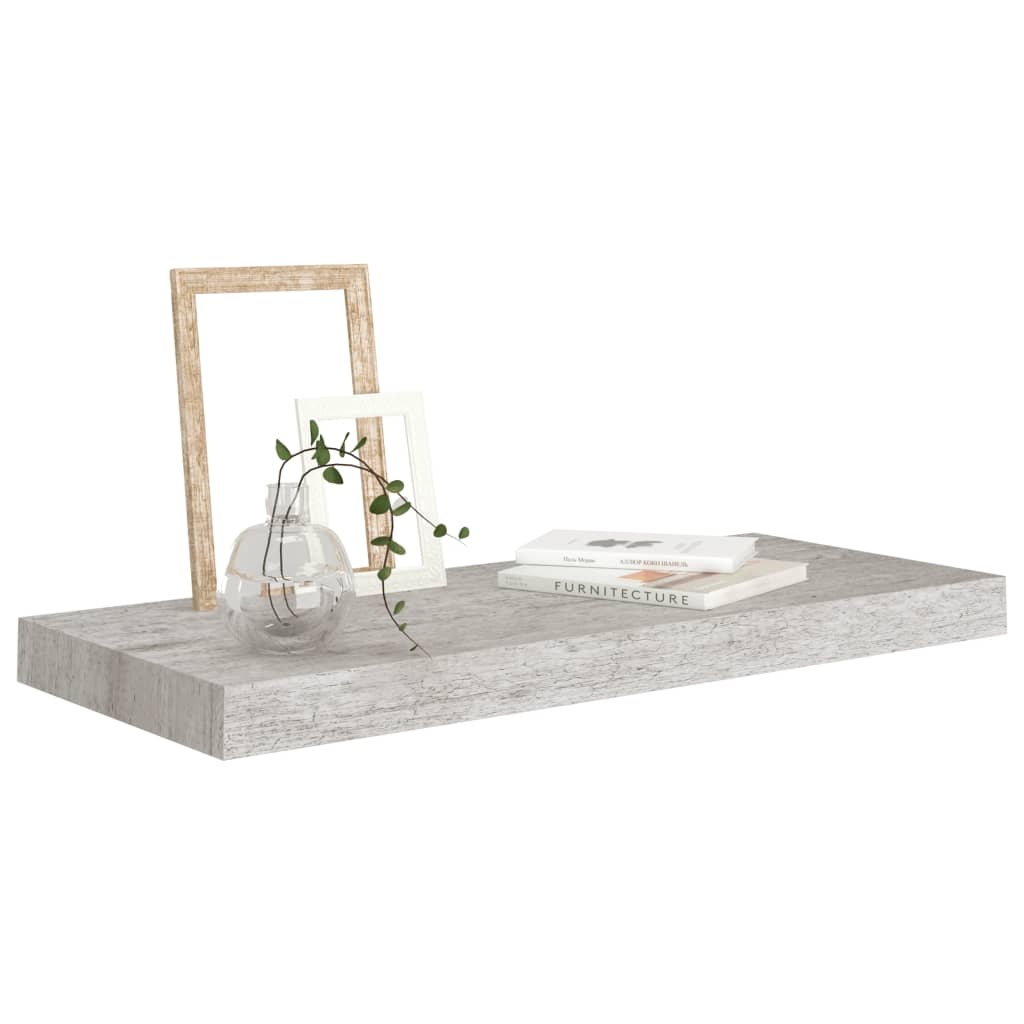 Scaffali a Parete 2 pz Grigio Cemento 60x23,5x3,8 cm in MDF - homemem39