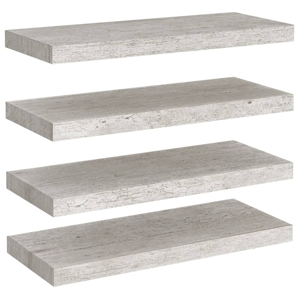 Scaffali a Parete 4 pz Grigio Cemento 60x23,5x3,8 cm in MDF - homemem39