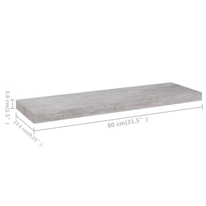 Scaffale a Parete Grigio Cemento 80x23,5x3,8 cm in MDF - homemem39