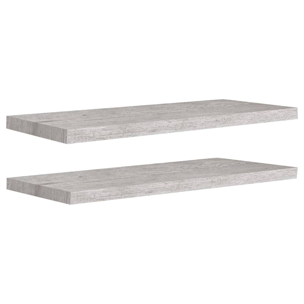 Scaffali a Parete 2 pz Grigio Cemento 80x23,5x3,8 cm in MDF - homemem39