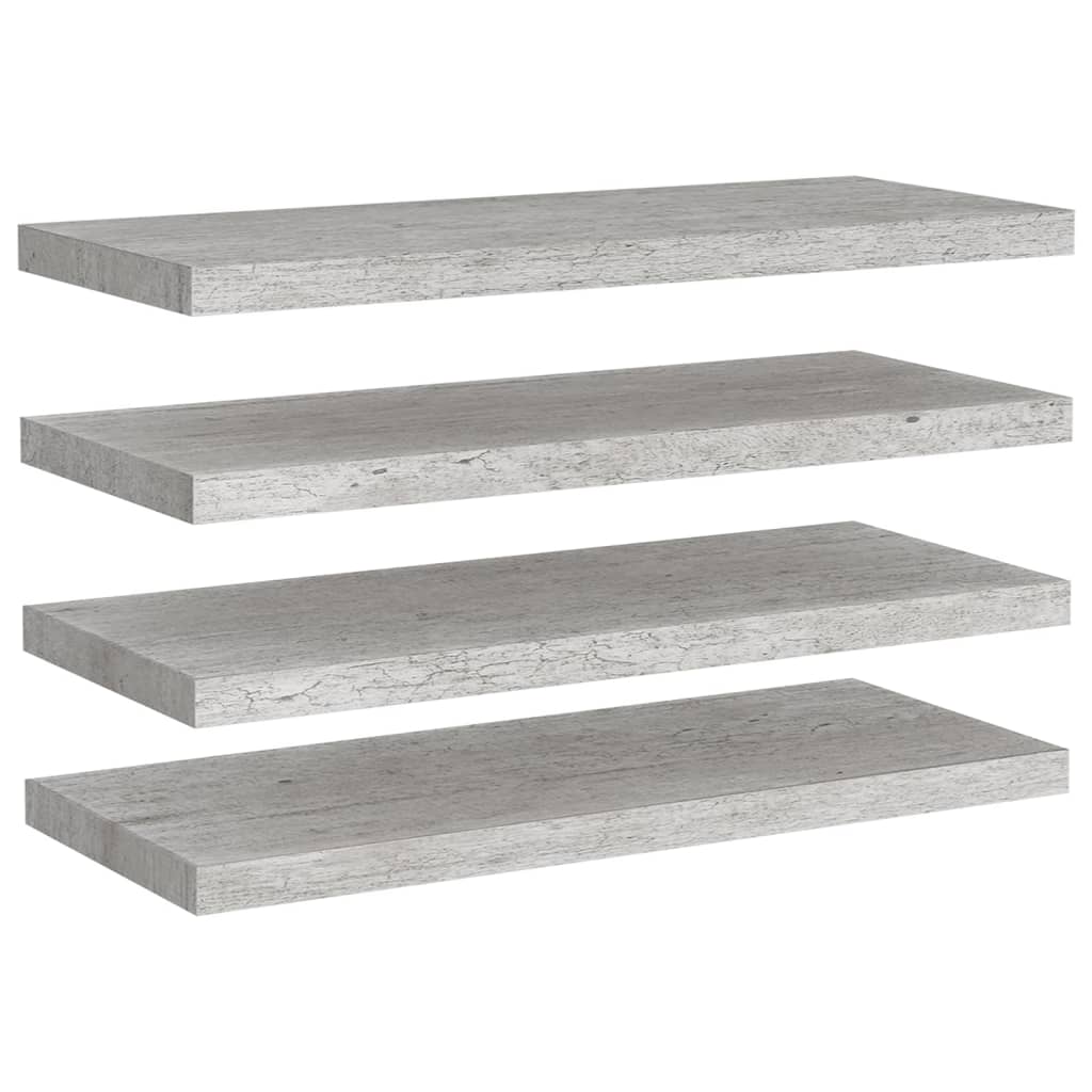 Scaffali a Parete 4 pz Grigio Cemento 80x23,5x3,8 cm in MDF - homemem39