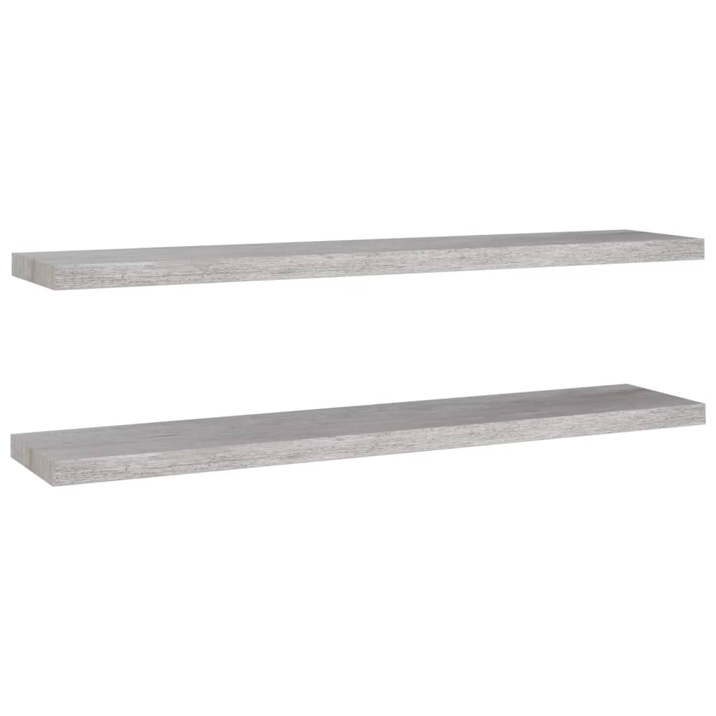 Scaffali a Parete 2 pz Grigio Cemento 120x23,5x3,8 cm in MDF - homemem39