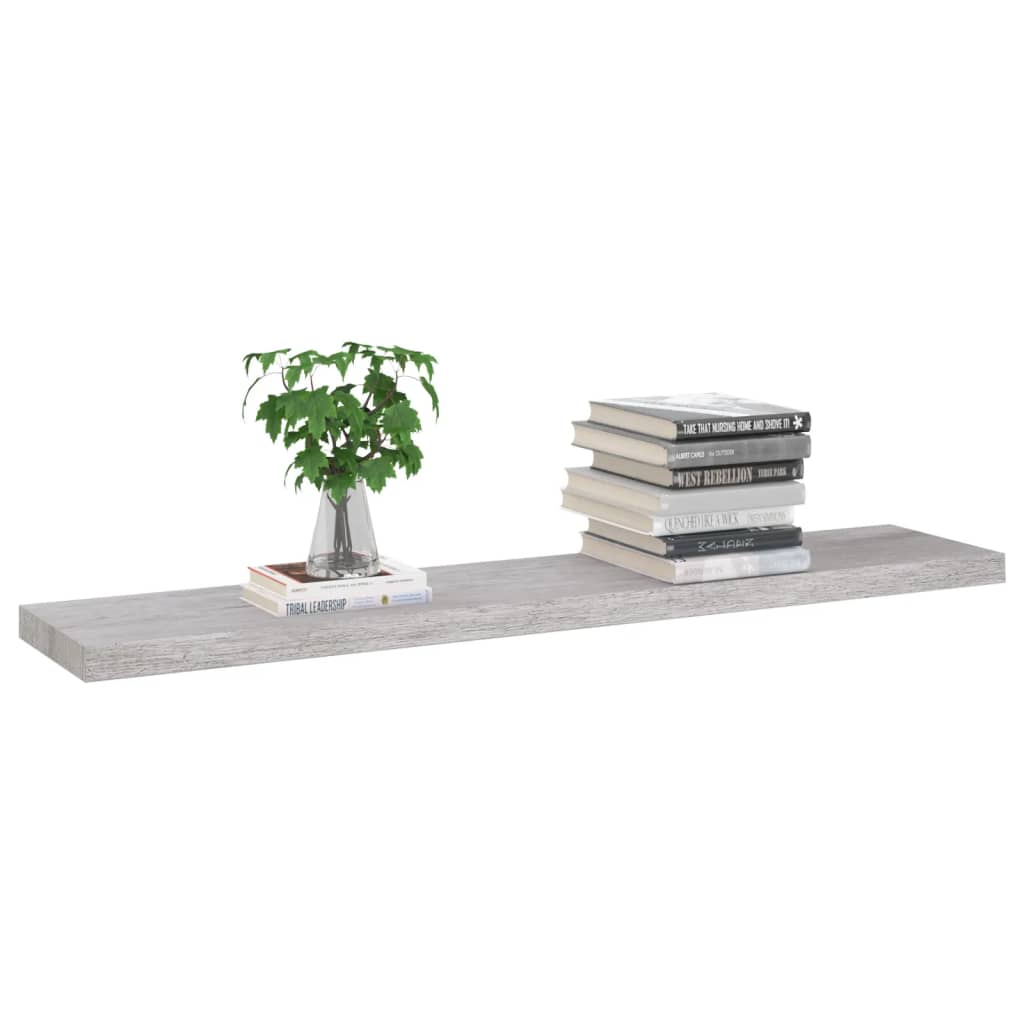 Scaffali a Parete 2 pz Grigio Cemento 120x23,5x3,8 cm in MDF - homemem39