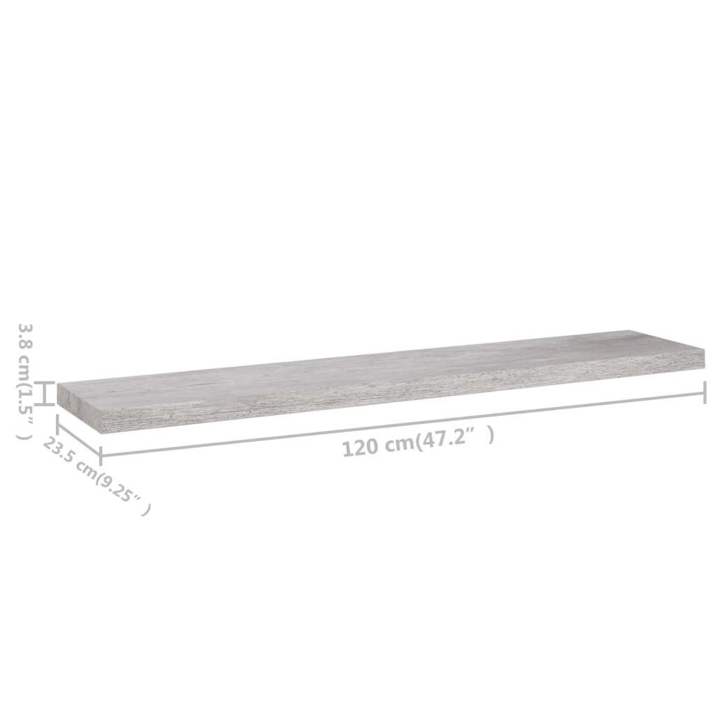 Scaffali a Parete 4 pz Grigio Cemento 120x23,5x3,8 cm in MDF - homemem39