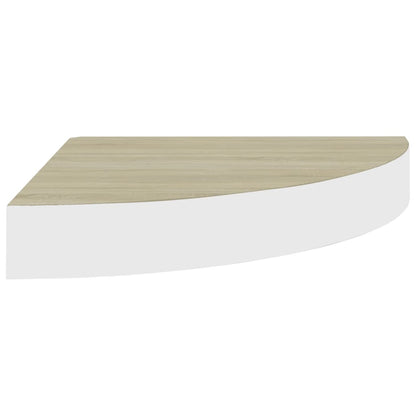 Mensola Angolare Rovere e Bianco 25x25x3,8 cm in MDF - homemem39