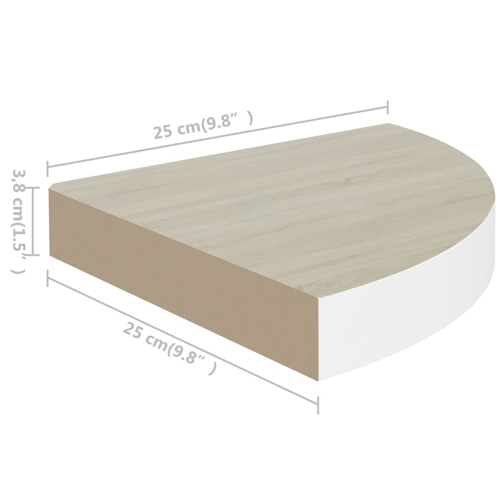 Mensola Angolare Rovere e Bianco 25x25x3,8 cm in MDF - homemem39