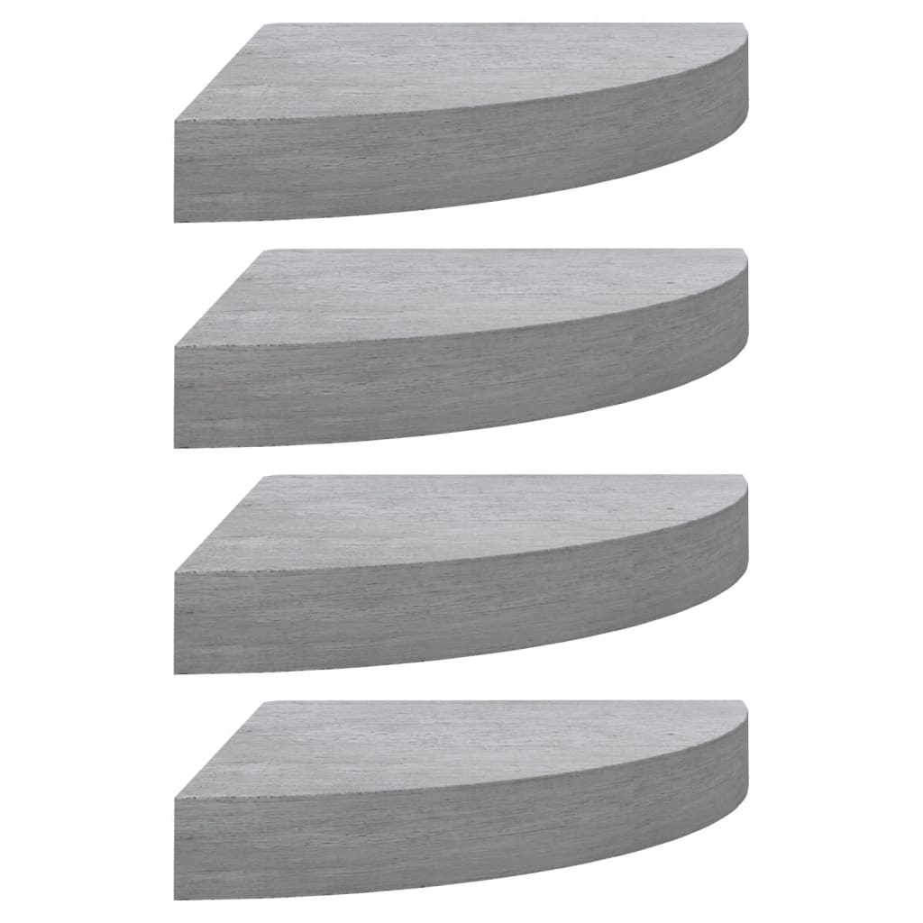 Mensole Angolari 4pz Grigio Cemento 25x25x3,8 cm in MDF - homemem39