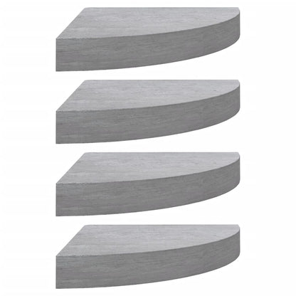 Mensole Angolari 4pz Grigio Cemento 25x25x3,8 cm in MDF - homemem39