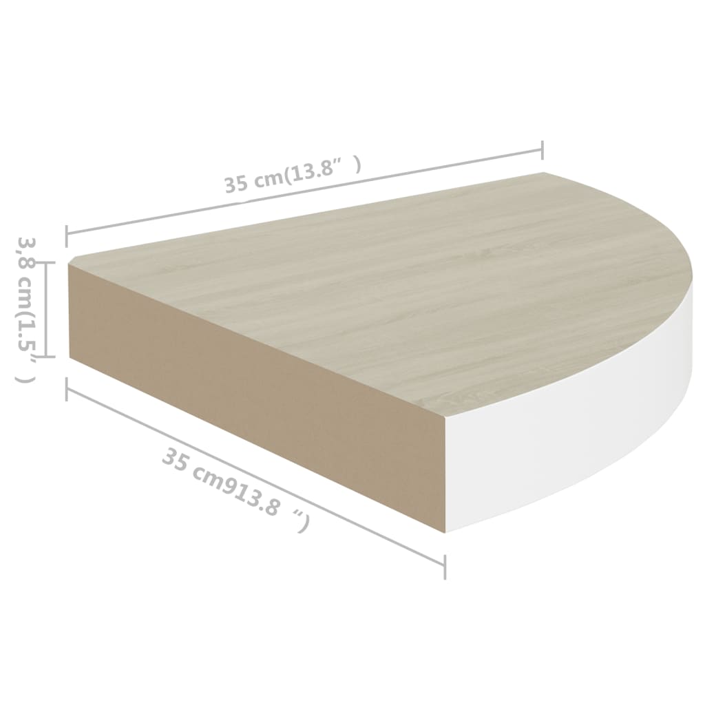 Mensola Angolare Rovere e Bianco 35x35x3,8 cm in MDF - homemem39