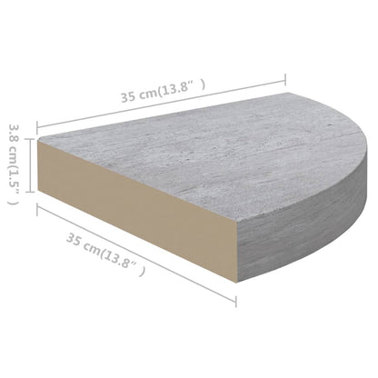 Mensole Angolari 2pz Grigio Cemento 35x35x3,8 cm in MDF - homemem39