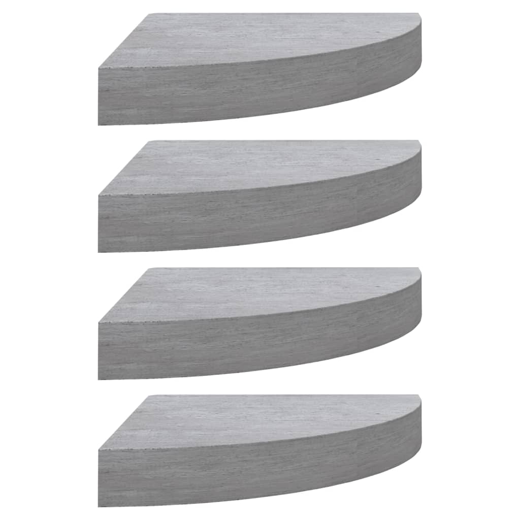 Mensole Angolari 4 pz Grigio Cemento 35x35x3,8 cm in MDF - homemem39