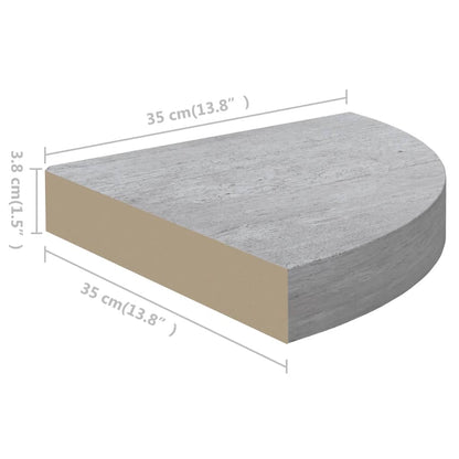 Mensole Angolari 4 pz Grigio Cemento 35x35x3,8 cm in MDF - homemem39