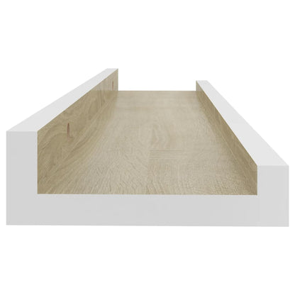 Mensole da Parete 2 pz Bianco e Rovere Sonoma 40x9x3 cm - homemem39