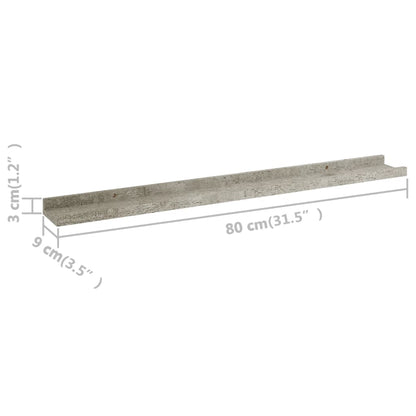 Mensole da Parete 2 pz Grigio Cemento 80x9x3 cm - homemem39