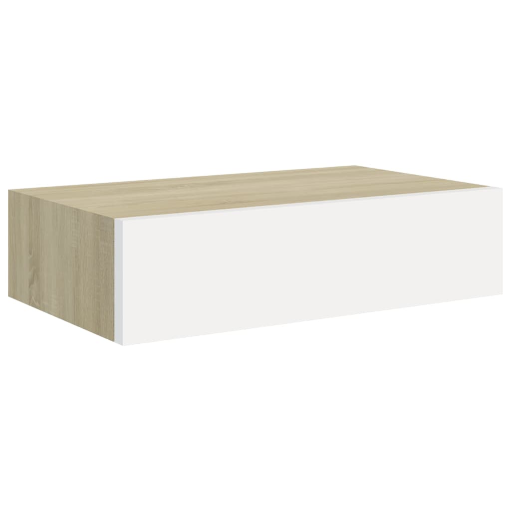 Scaffale con Cassetti da Parete Rovere Bianco 40x23,5x10cm MDF - homemem39