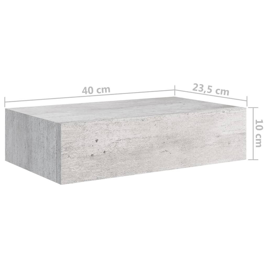 Scaffale con Cassetti da Parete Grigio Cemento 40x23,5x10cm MDF - homemem39