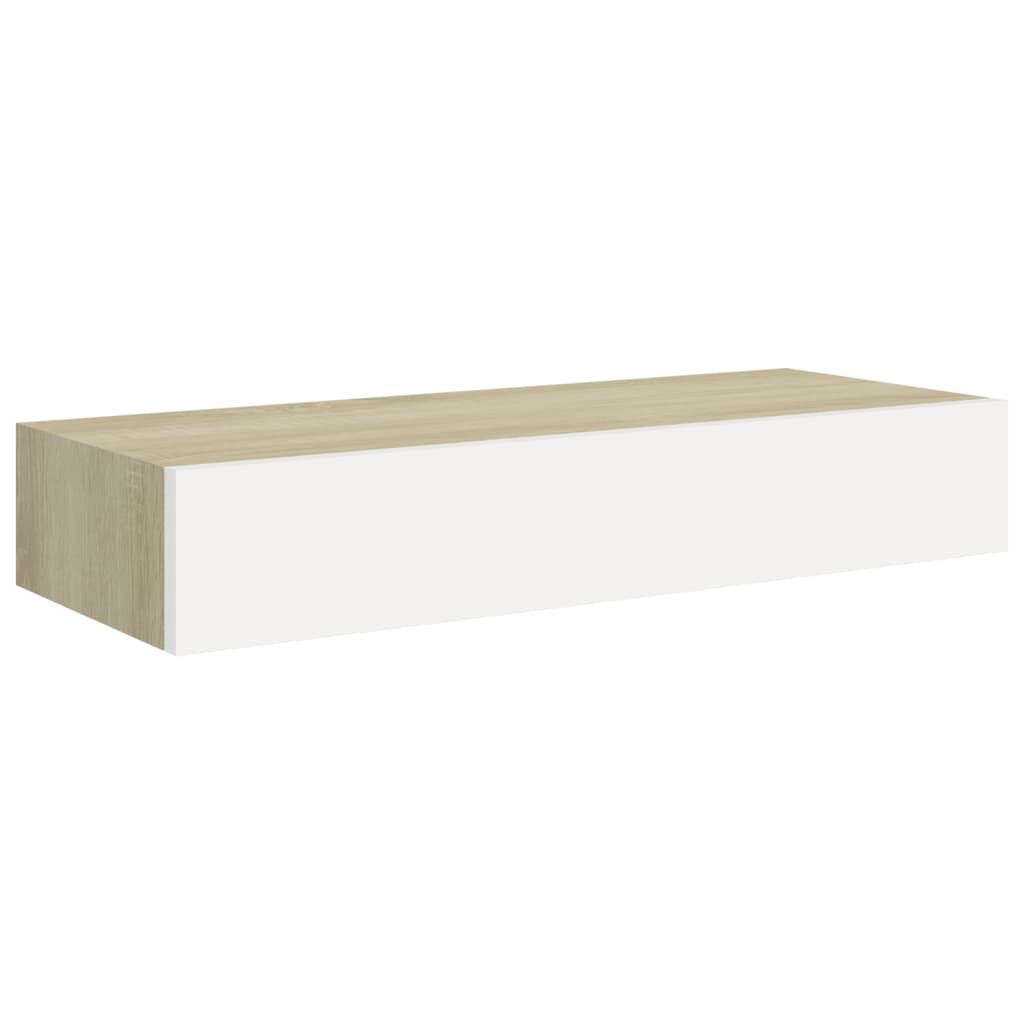 Scaffale da Parete con Cassetto Bianco Rovere 60x23,5x10 cm MDF - homemem39