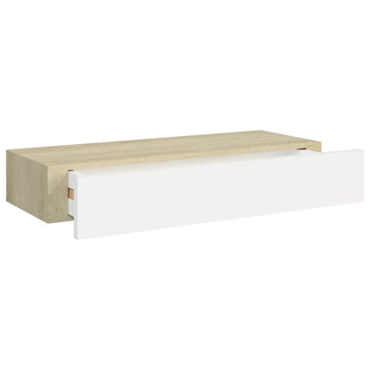 Scaffale da Parete con Cassetto Bianco Rovere 60x23,5x10 cm MDF - homemem39