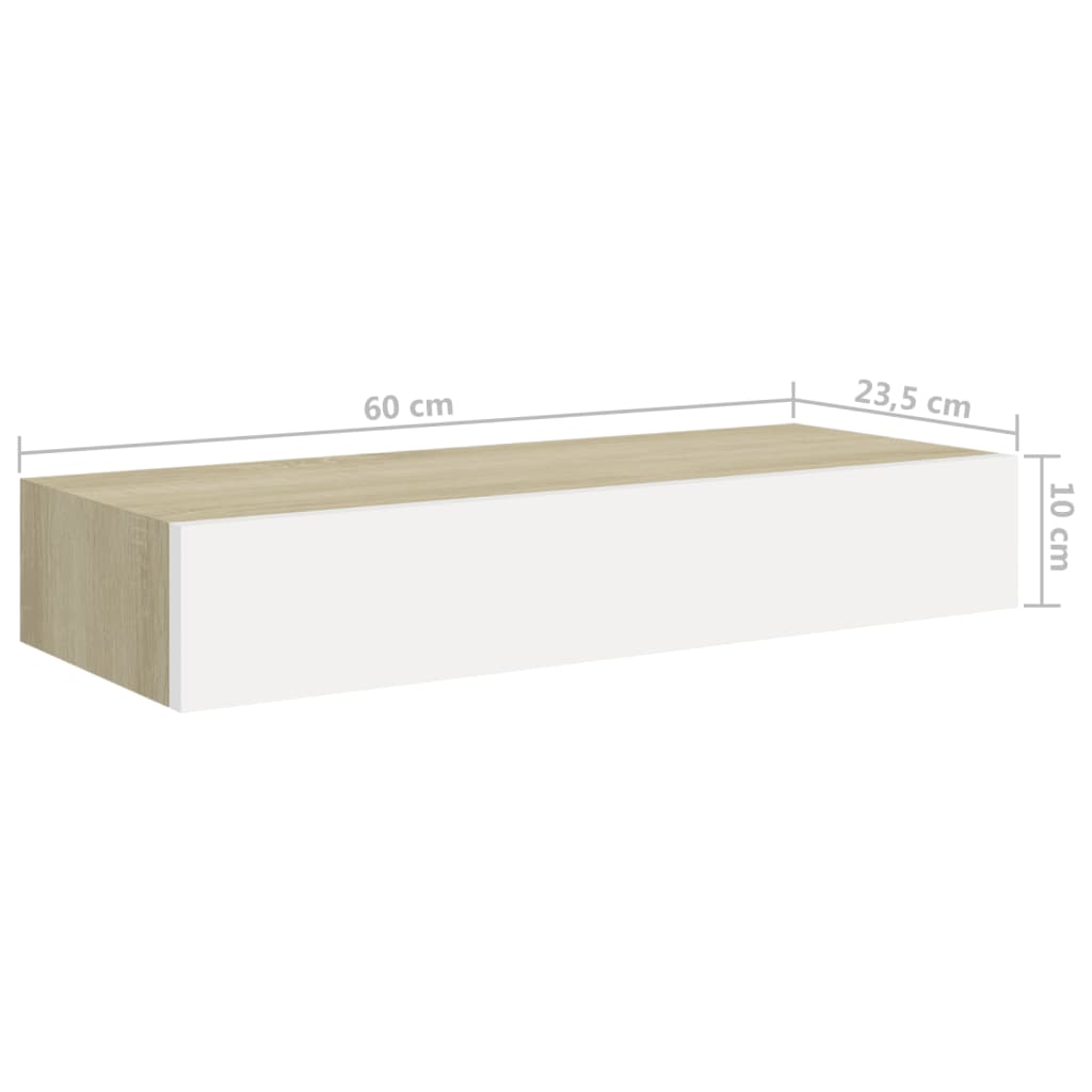 Scaffale da Parete con Cassetto Bianco Rovere 60x23,5x10 cm MDF - homemem39