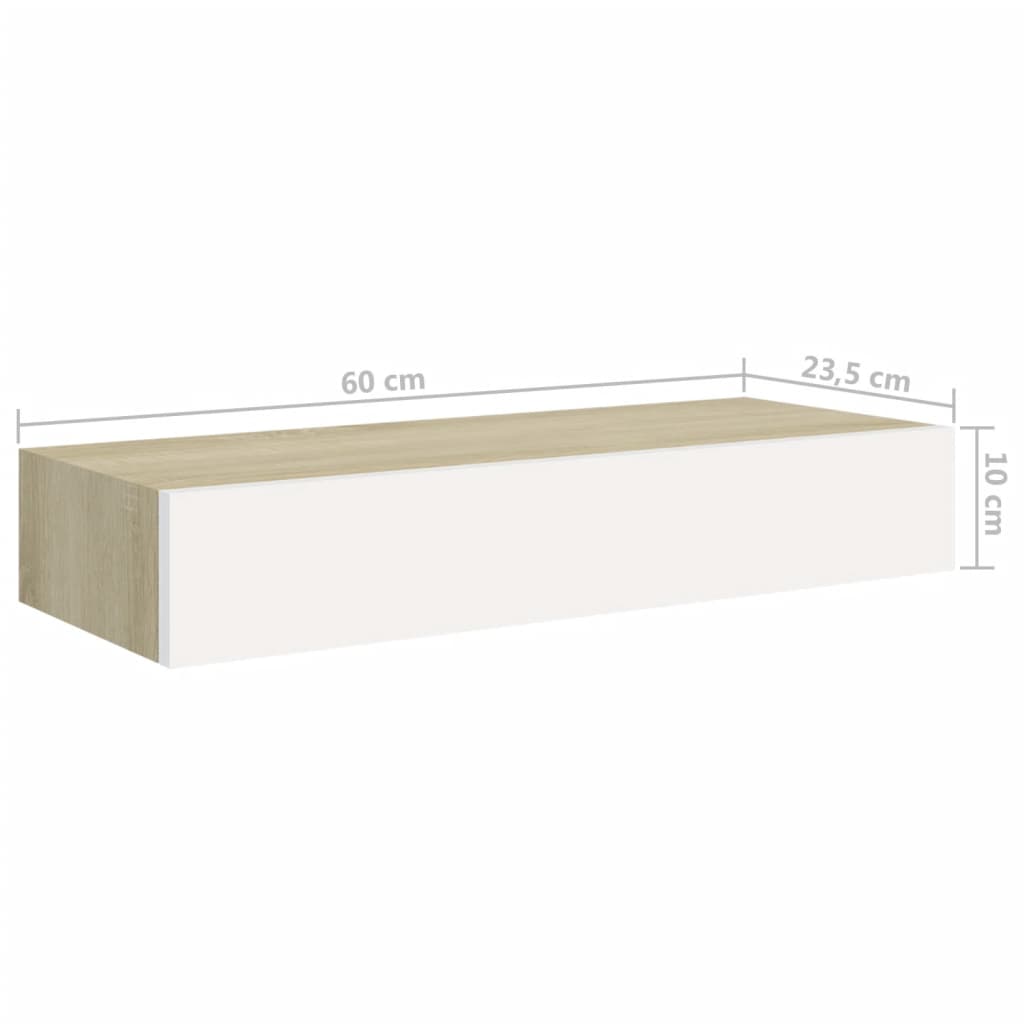 Scaffali a Muro con Cassetti 2pz Bianco Rovere 60x23,5x10cm MDF - homemem39