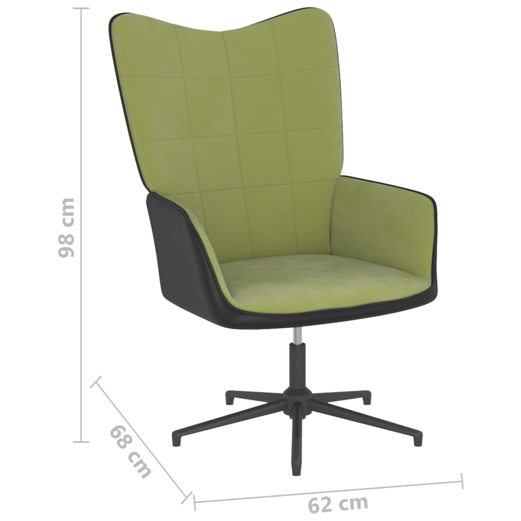 Poltrona Relax con Poggiapiedi Verde Chiaro in Velluto e PVC - homemem39