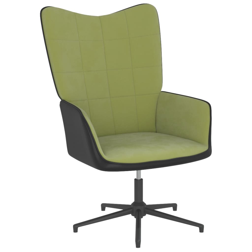 Poltrona Relax con Poggiapiedi Verde Chiaro in Velluto e PVC - homemem39