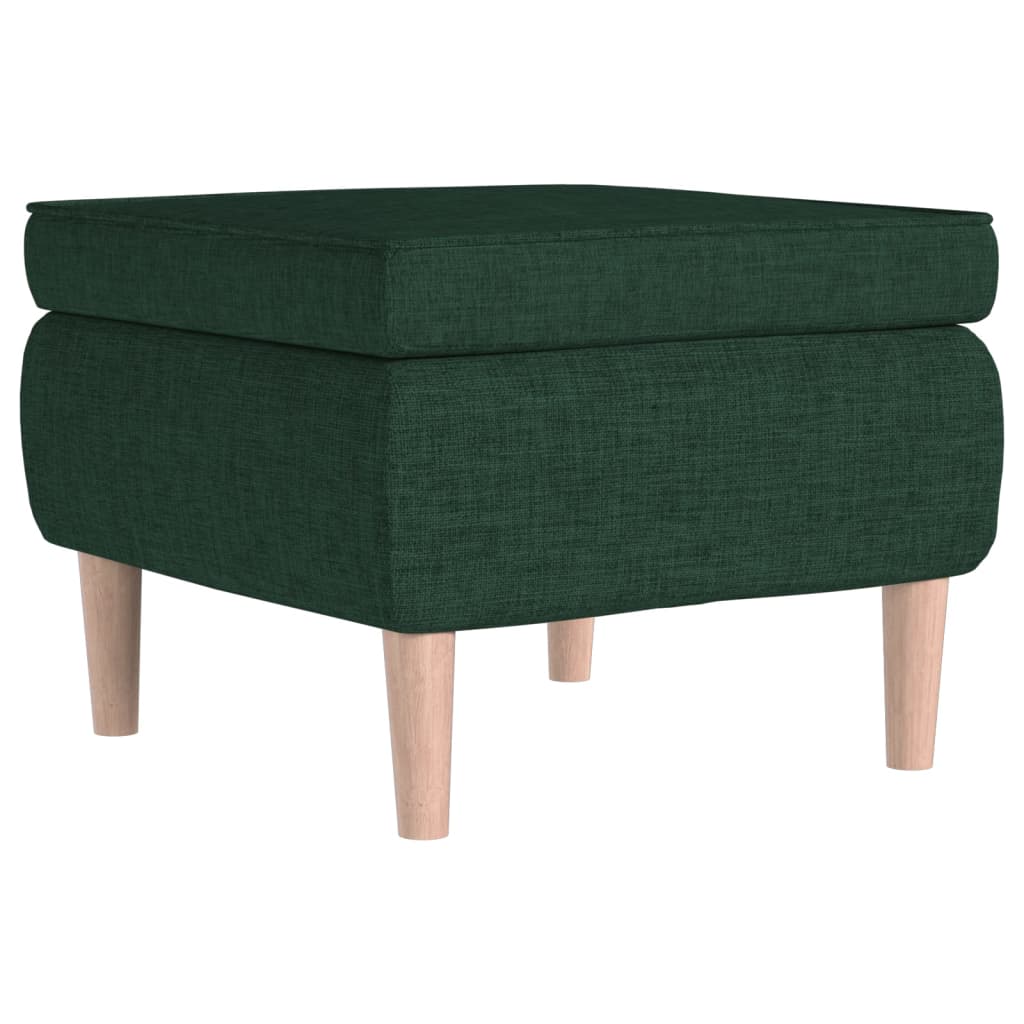 Poggiapiedi con Gambe in Legno Verde Scuro in Tessuto - homemem39