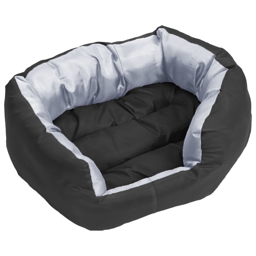 Cuscino per Cani Reversibile e Lavabile Grigio Nero 65x50x20 cm - homemem39