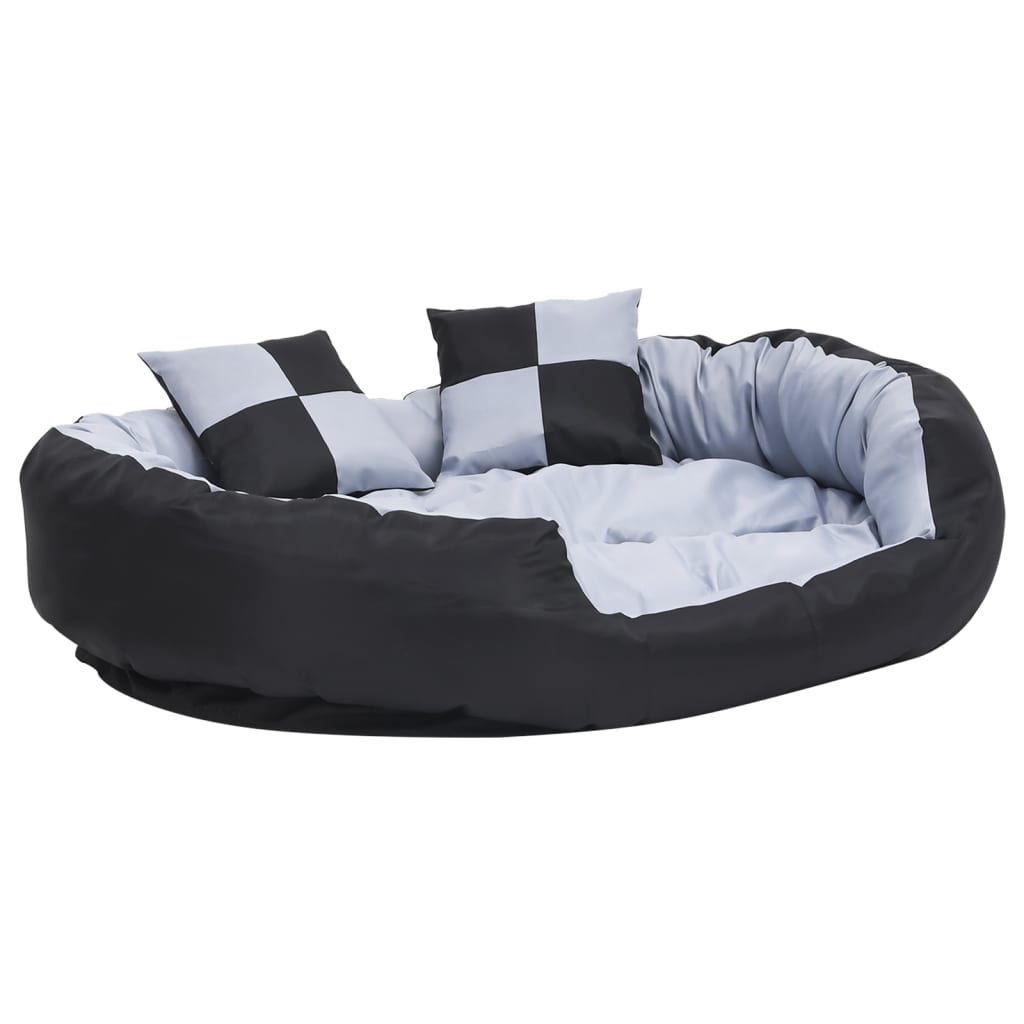 Cuscino per Cani Reversibile Lavabile Grigio e Nero 110x80x23cm - homemem39