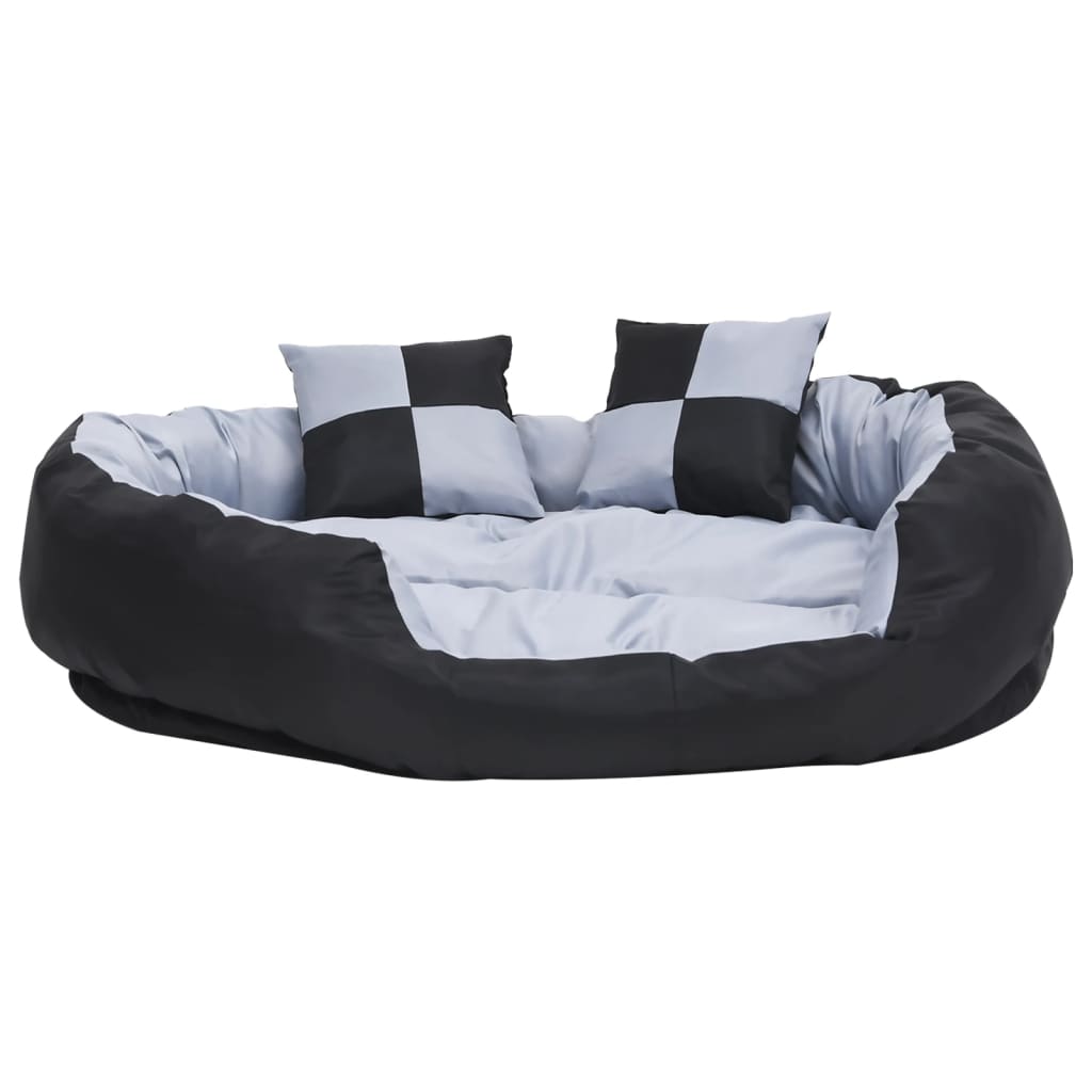 Cuscino per Cani Reversibile Lavabile Grigio e Nero 110x80x23cm - homemem39