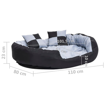 Cuscino per Cani Reversibile Lavabile Grigio e Nero 110x80x23cm - homemem39