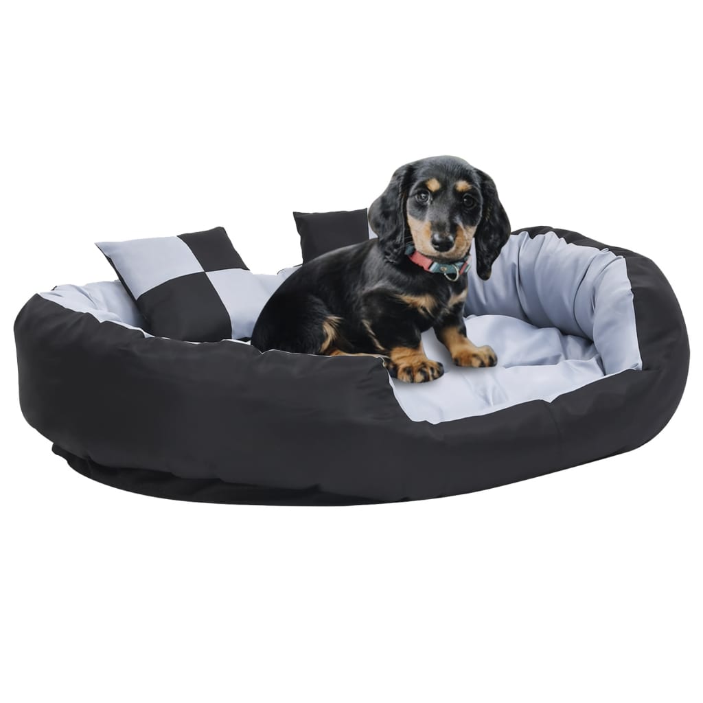 Cuscino per Cani Reversibile Lavabile Grigio e Nero 110x80x23cm - homemem39