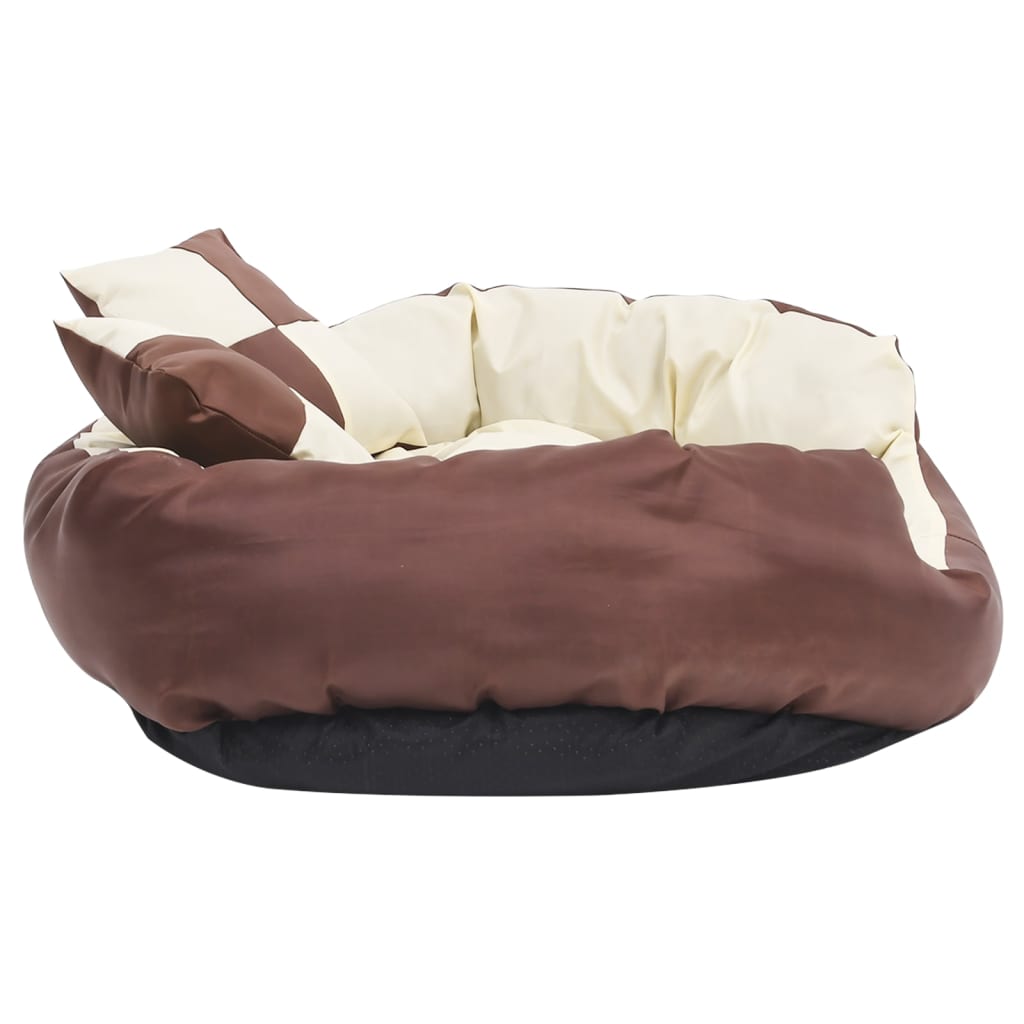 Cuscino per Cani Reversibile Lavabile Marrone Crema 85x70x20 cm - homemem39