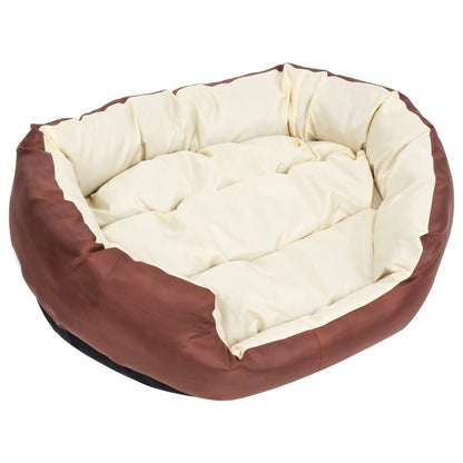 Cuscino per Cani Reversibile Lavabile Marrone Crema 85x70x20 cm - homemem39