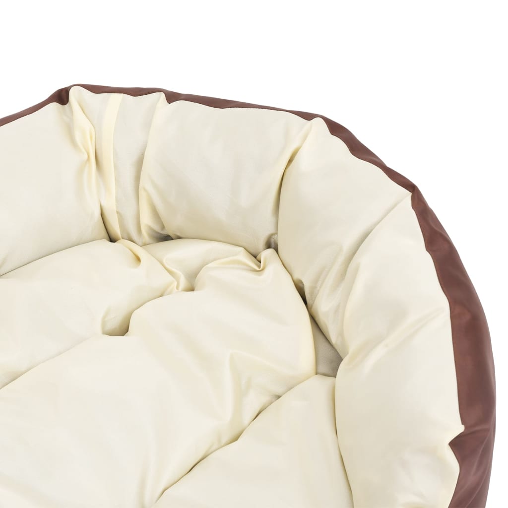 Cuscino per Cani Reversibile Lavabile Marrone Crema 85x70x20 cm - homemem39