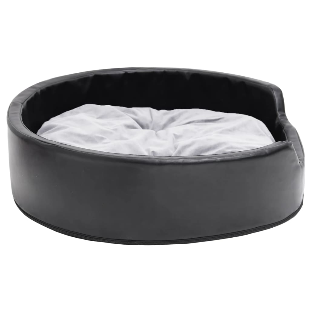 Lettino per Cani Nero e Grigio 79x70x19 cm Peluche e Similpelle - homemem39