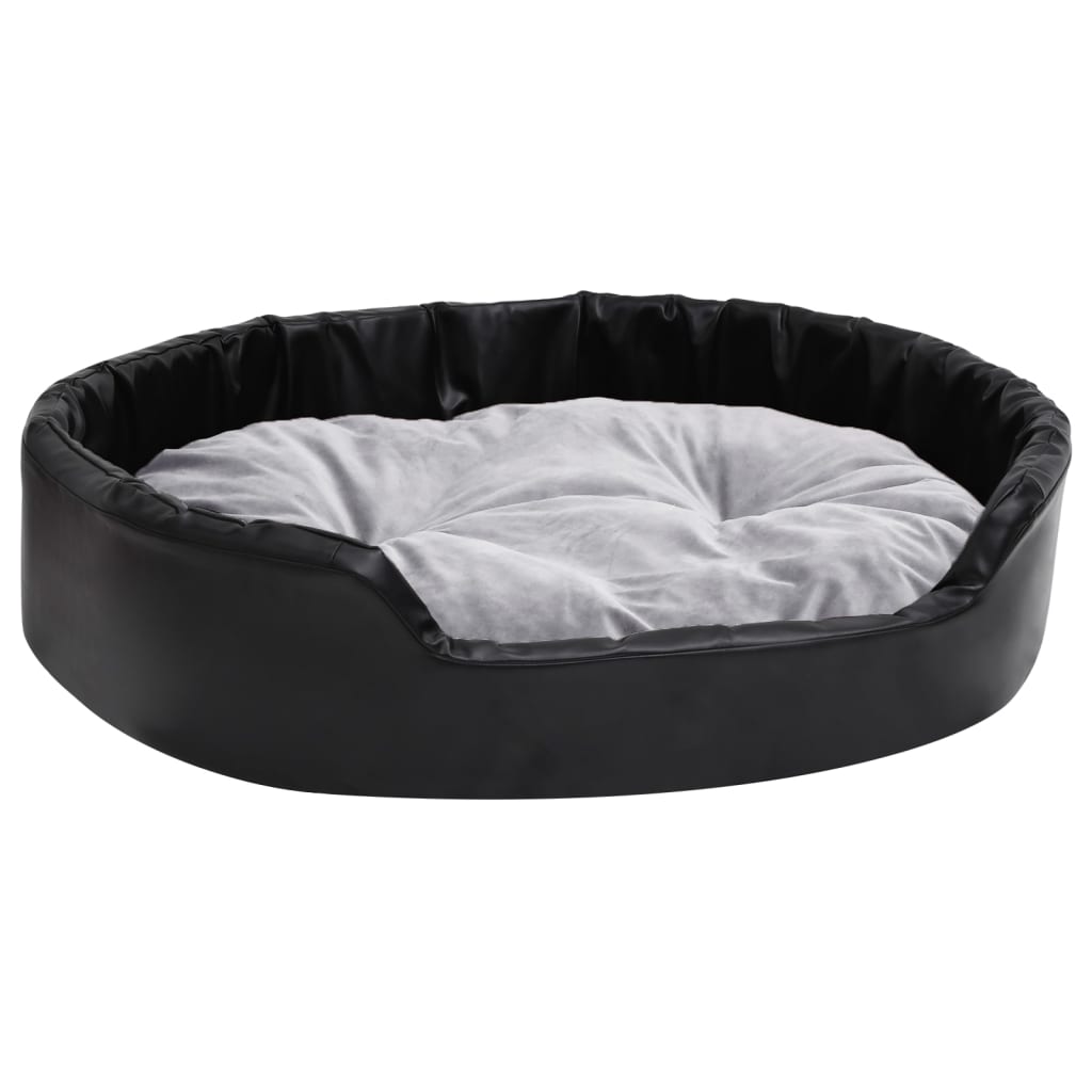 Lettino per Cani Nero e Grigio 90x79x20 cm Peluche e Similpelle - homemem39