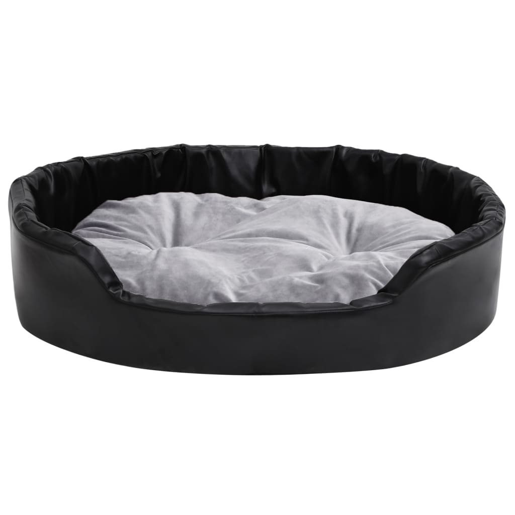 Lettino per Cani Nero e Grigio 90x79x20 cm Peluche e Similpelle - homemem39