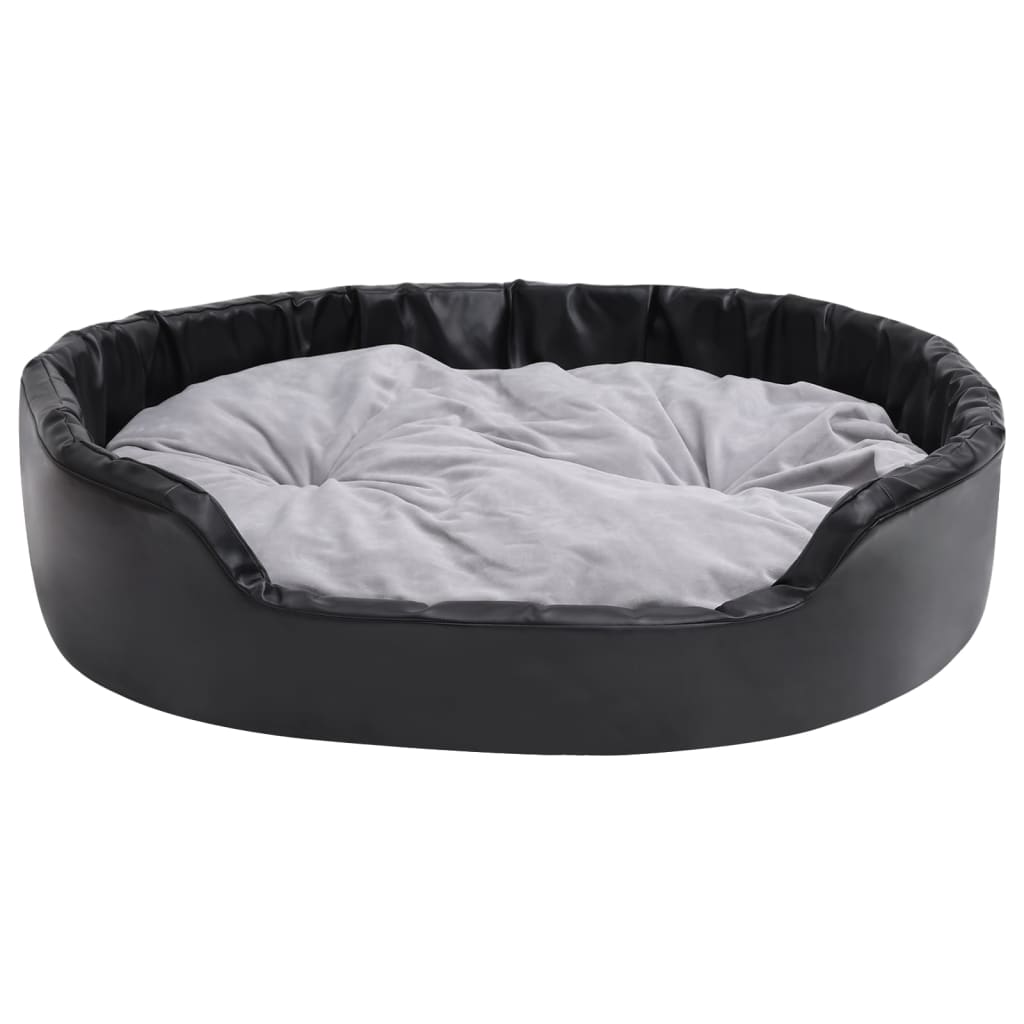 Lettino per Cani Nero e Grigio 99x89x21 cm Peluche e Similpelle - homemem39