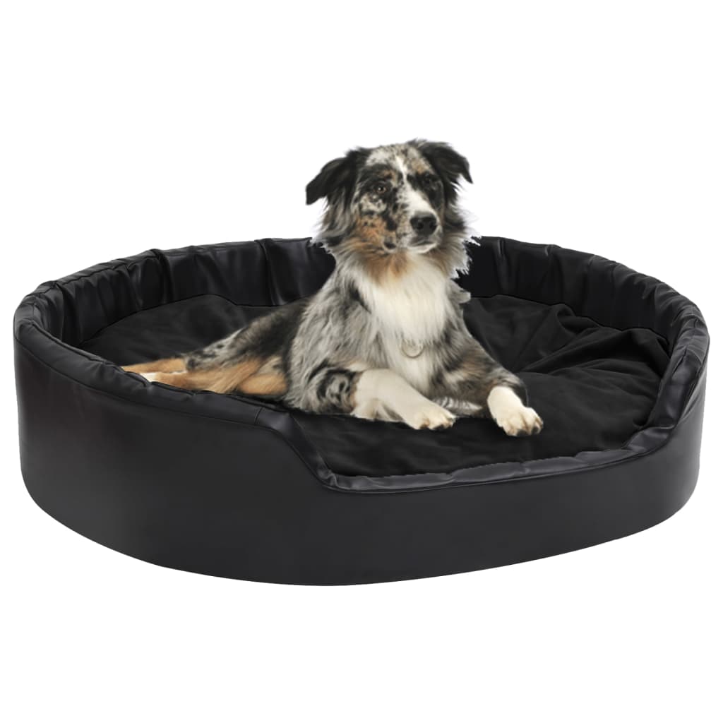 Lettino per Cani Nero 99x89x21 cm in Peluche e Similpelle - homemem39