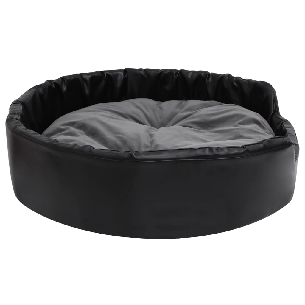 Lettino per Cani Nero e Grigio 90x79x20 cm Peluche e Similpelle - homemem39