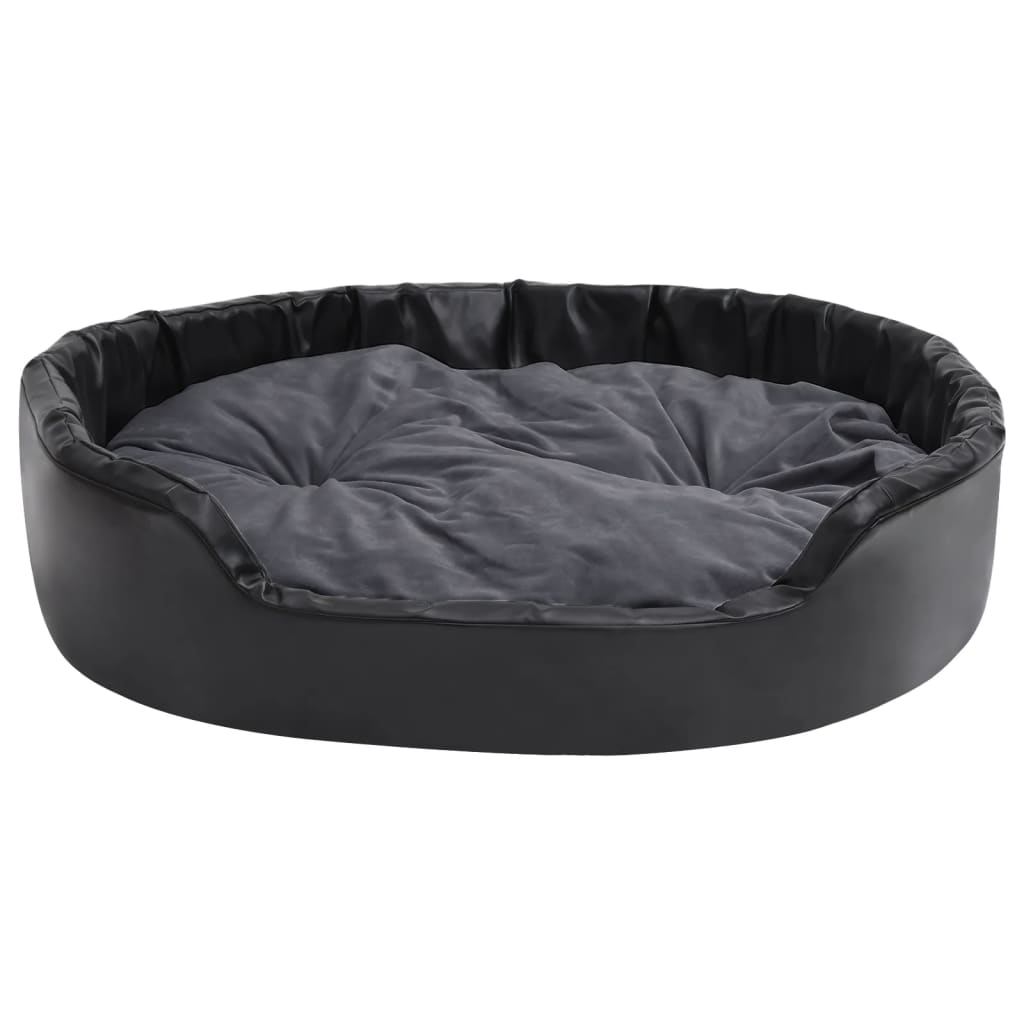 Lettino per Cani Nero e Grigio 99x89x21 cm Peluche e Similpelle - homemem39