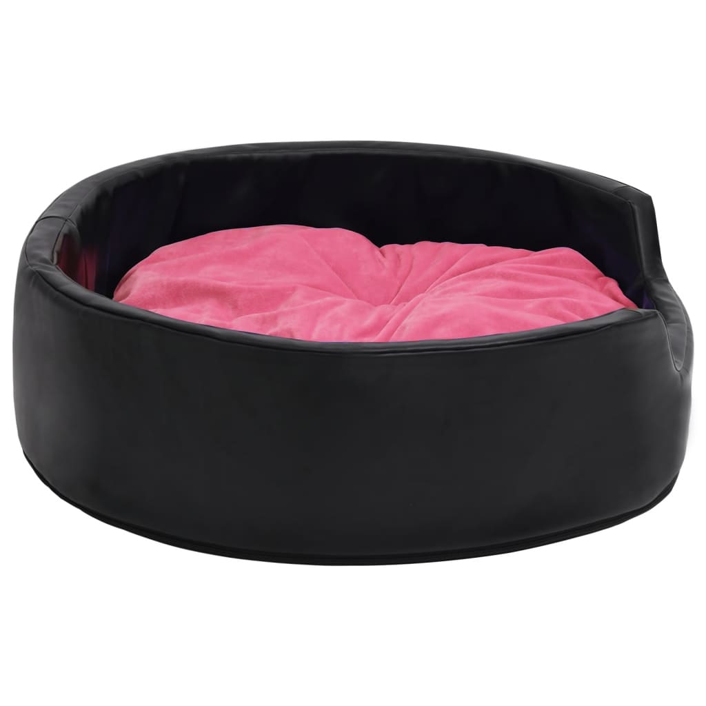 Lettino per Cani Nero e Rosa 99x89x21 cm Peluche e Similpelle - homemem39