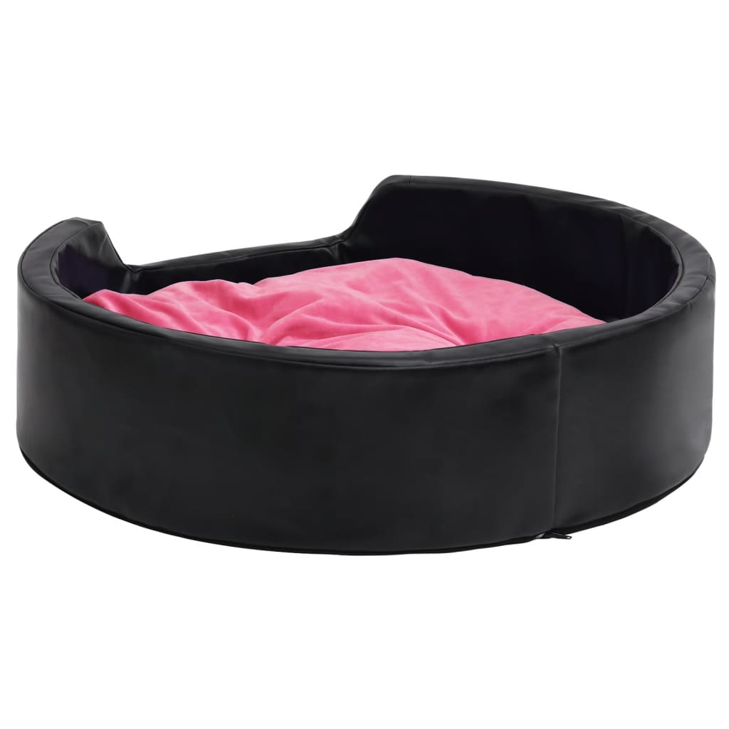 Lettino per Cani Nero e Rosa 99x89x21 cm Peluche e Similpelle - homemem39