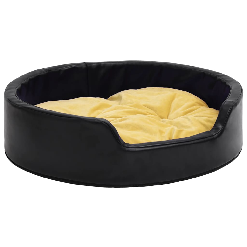 Lettino per Cani Nero e Giallo 99x89x21 cm Peluche e Similpelle - homemem39