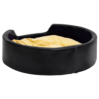 Lettino per Cani Nero e Giallo 99x89x21 cm Peluche e Similpelle - homemem39