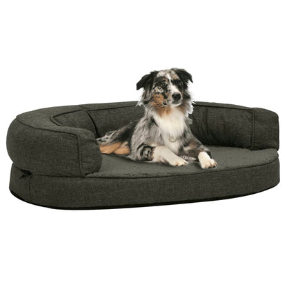 Materasso Ergonomico per Cani 75x53 cm Pile Lino Grigio Scuro - homemem39