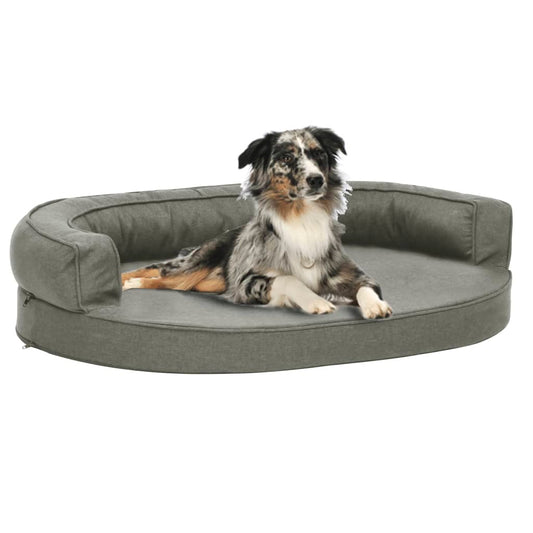 Materasso Ergonomico per Cani 75x53 cm Effetto Lino Grigio - homemem39