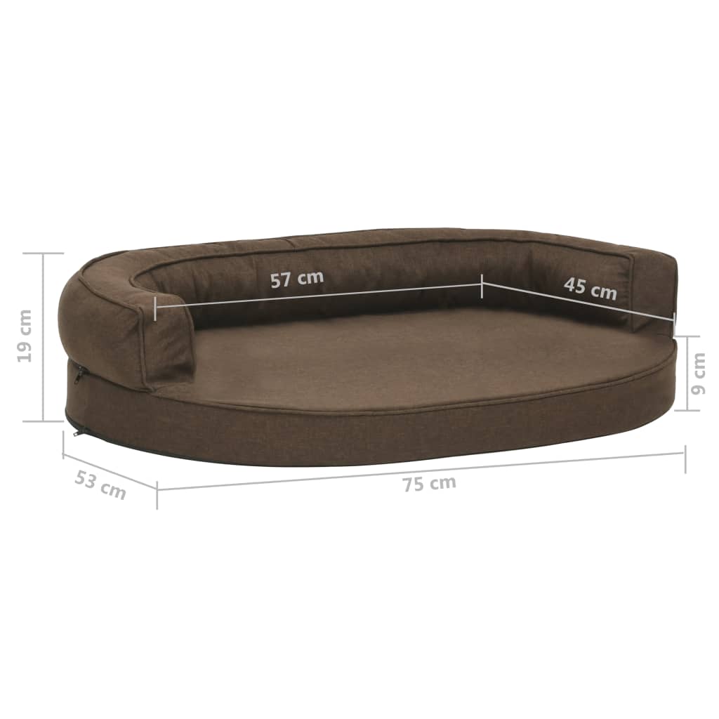 Materasso Ergonomico per Cani 75x53 cm Effetto Lino Marrone - homemem39