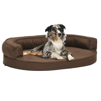 Materasso Ergonomico per Cani 75x53 cm Effetto Lino Marrone - homemem39